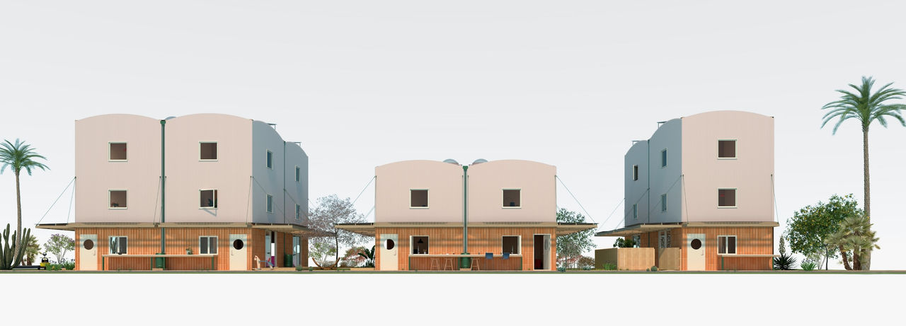 mixed use housing from an ariel view