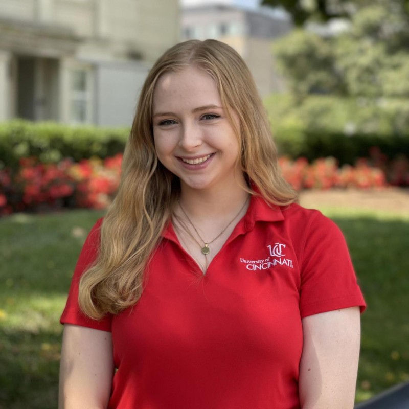 Headshot of Ellie Timmins, Professional Writing graduate student at UC.