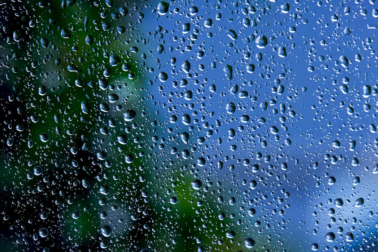 Raindrops on a pane of glass