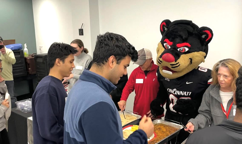 Lindner Bearcats load up plates of Thanksgiving staples.