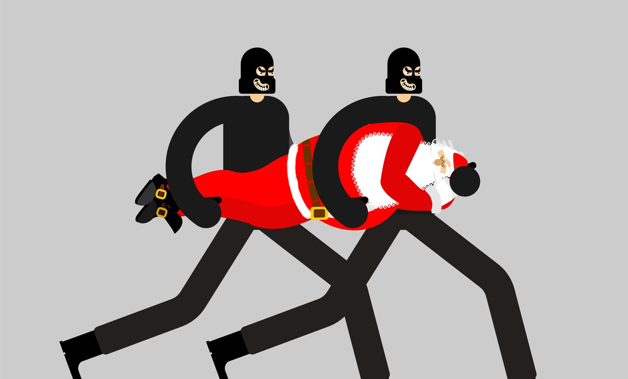 graphic of thieves stealing santa 