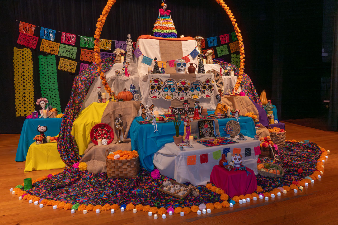 Día de los Muertos altar created by students, faculty and staff volunteers as part of UC Clermont's 2025 Spanishpalooza celebration. 