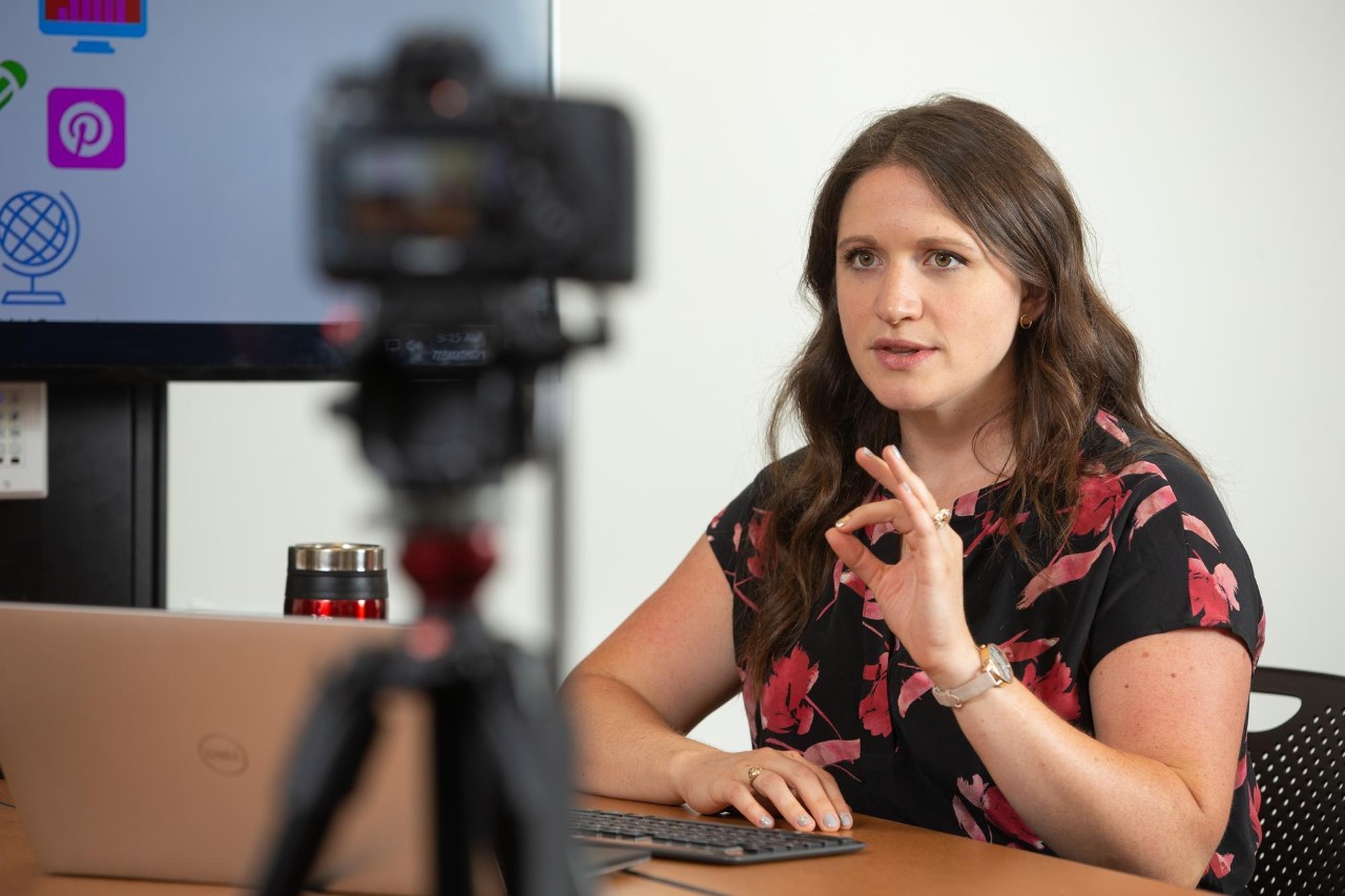 UC Online student during her online class for Instructional Design