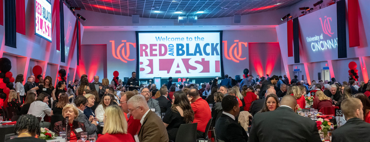 Red and Black Blast Sign at Event