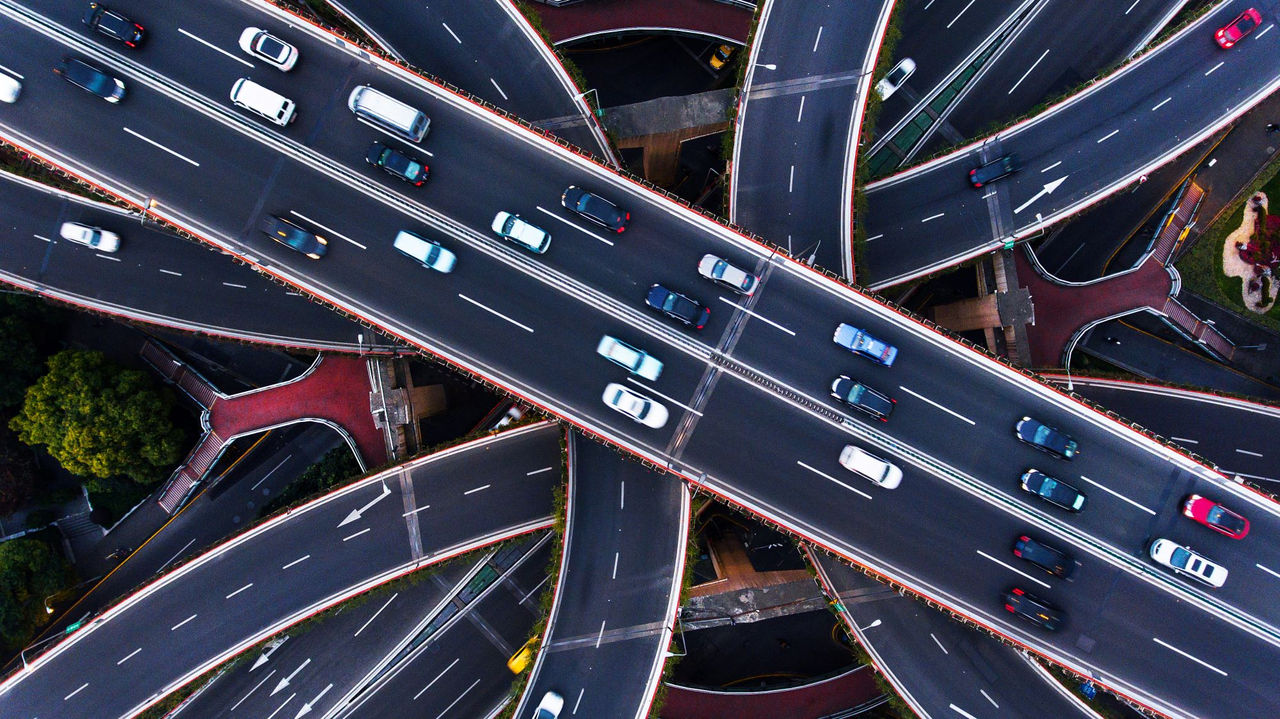arial view of traffic on a highway