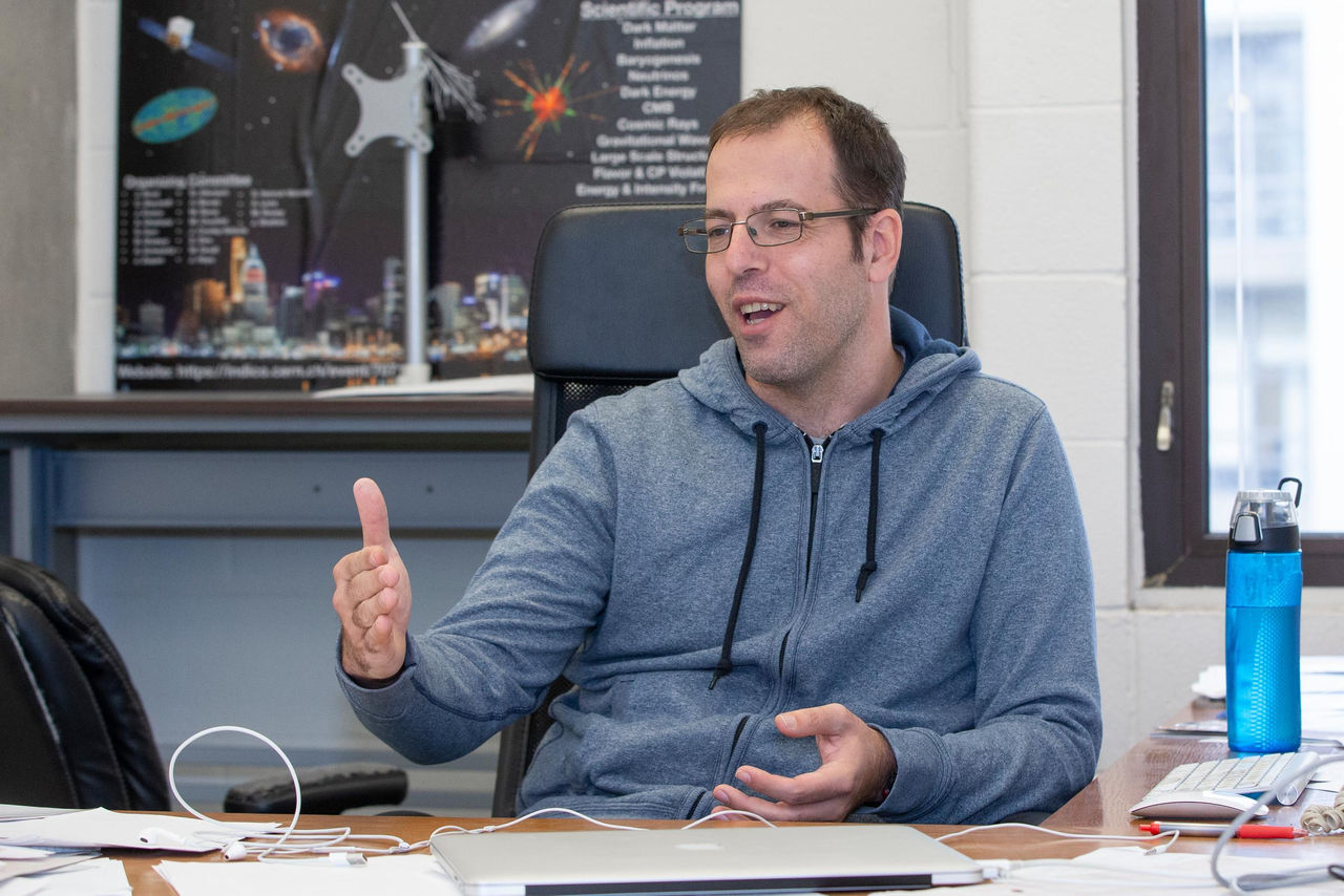 Jure Zupan, professor shown here in the office and at Geo-Physics. UC/ Joseph Fuqua II