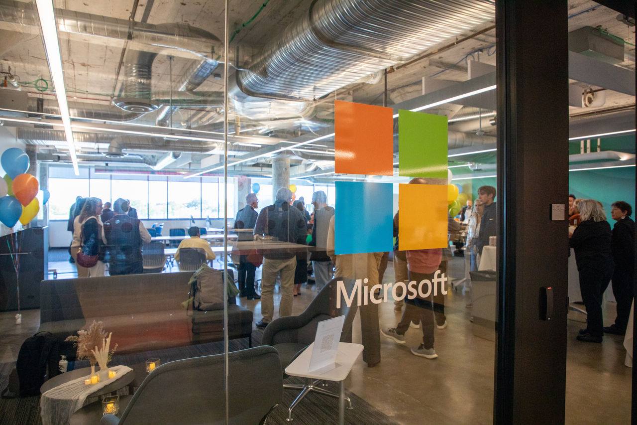 Microsoft's crowded new space. Photo/Mary Dwyer