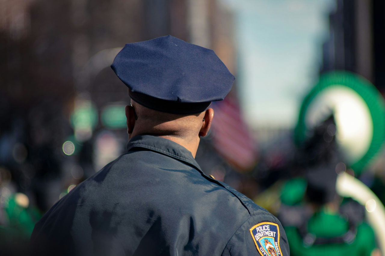 police officer from the back view