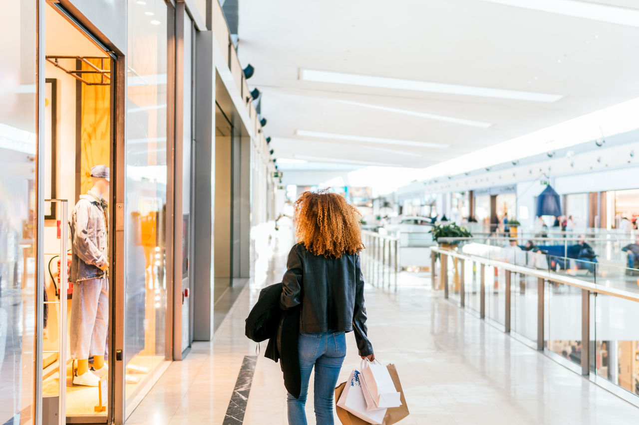 Woman in a shopping mall