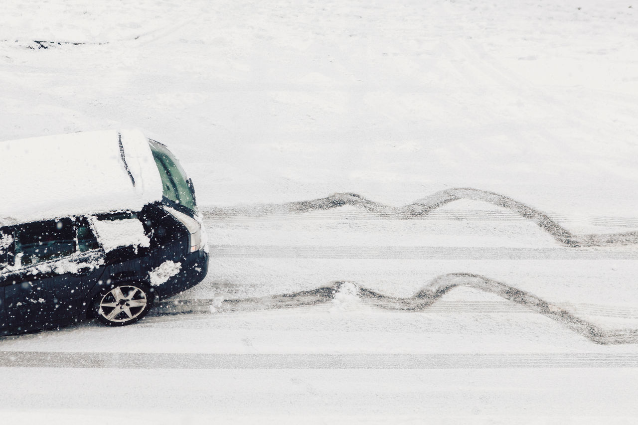 Car skidding in the snow