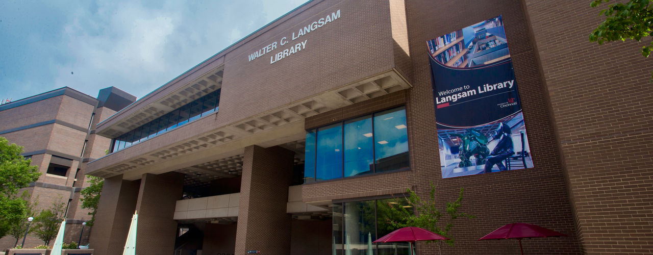 Facade of UC's Walter C. Langsam Library