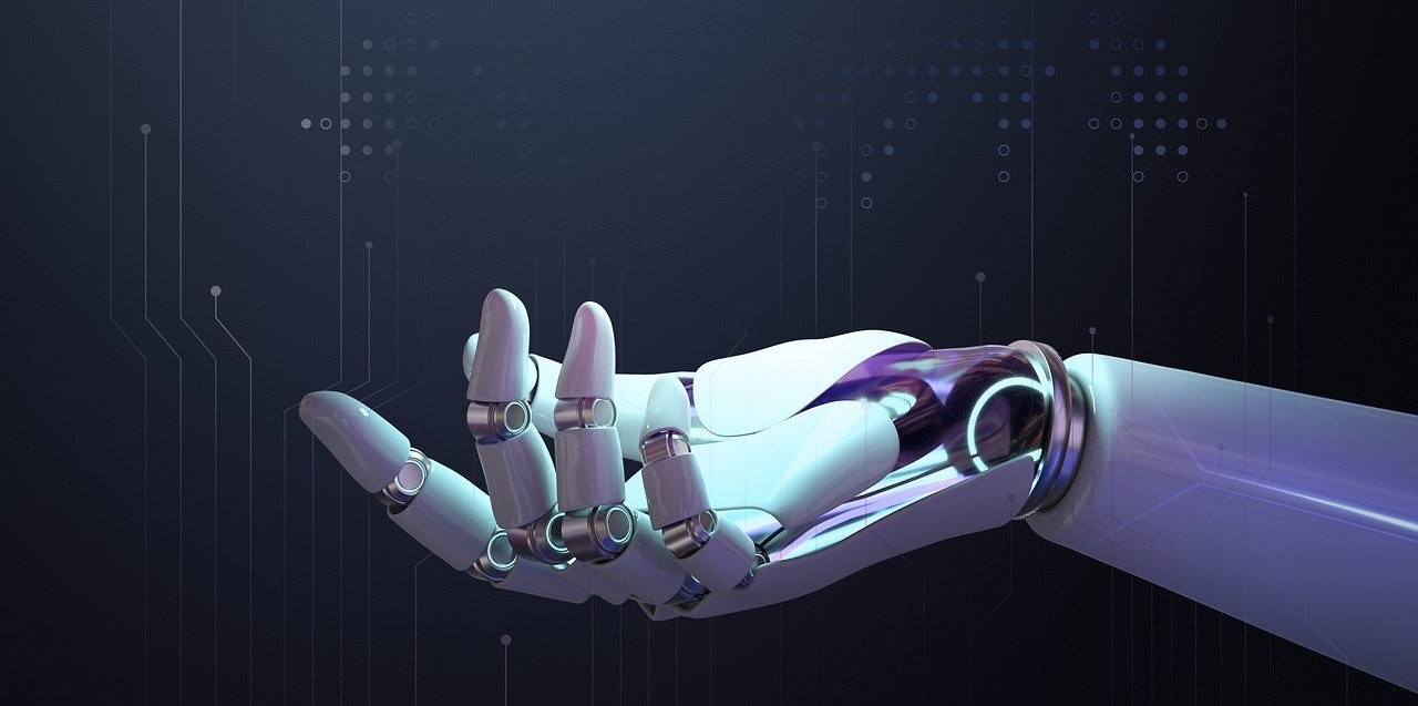 A robotic hand.