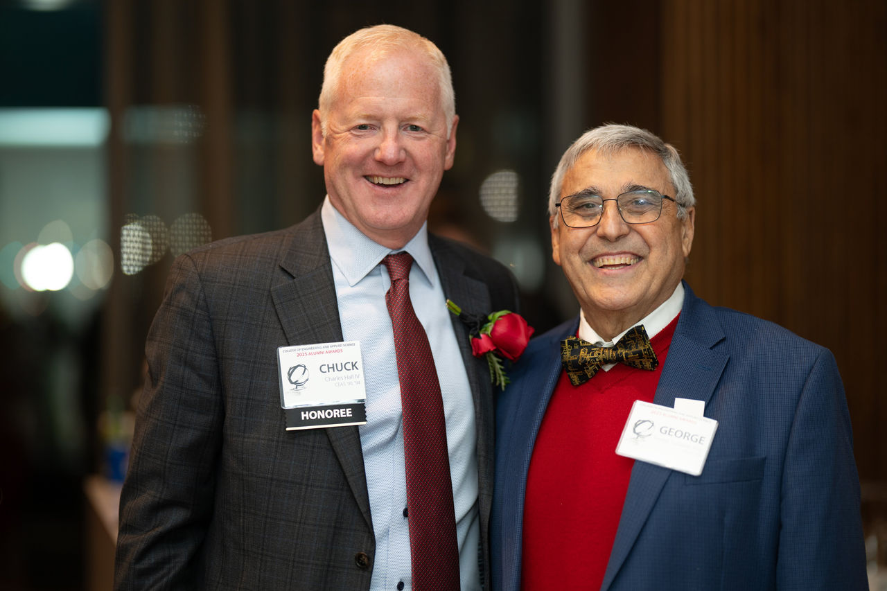 Chuck Hall and George Suckarieh at the 2025 alumni award ceremony 