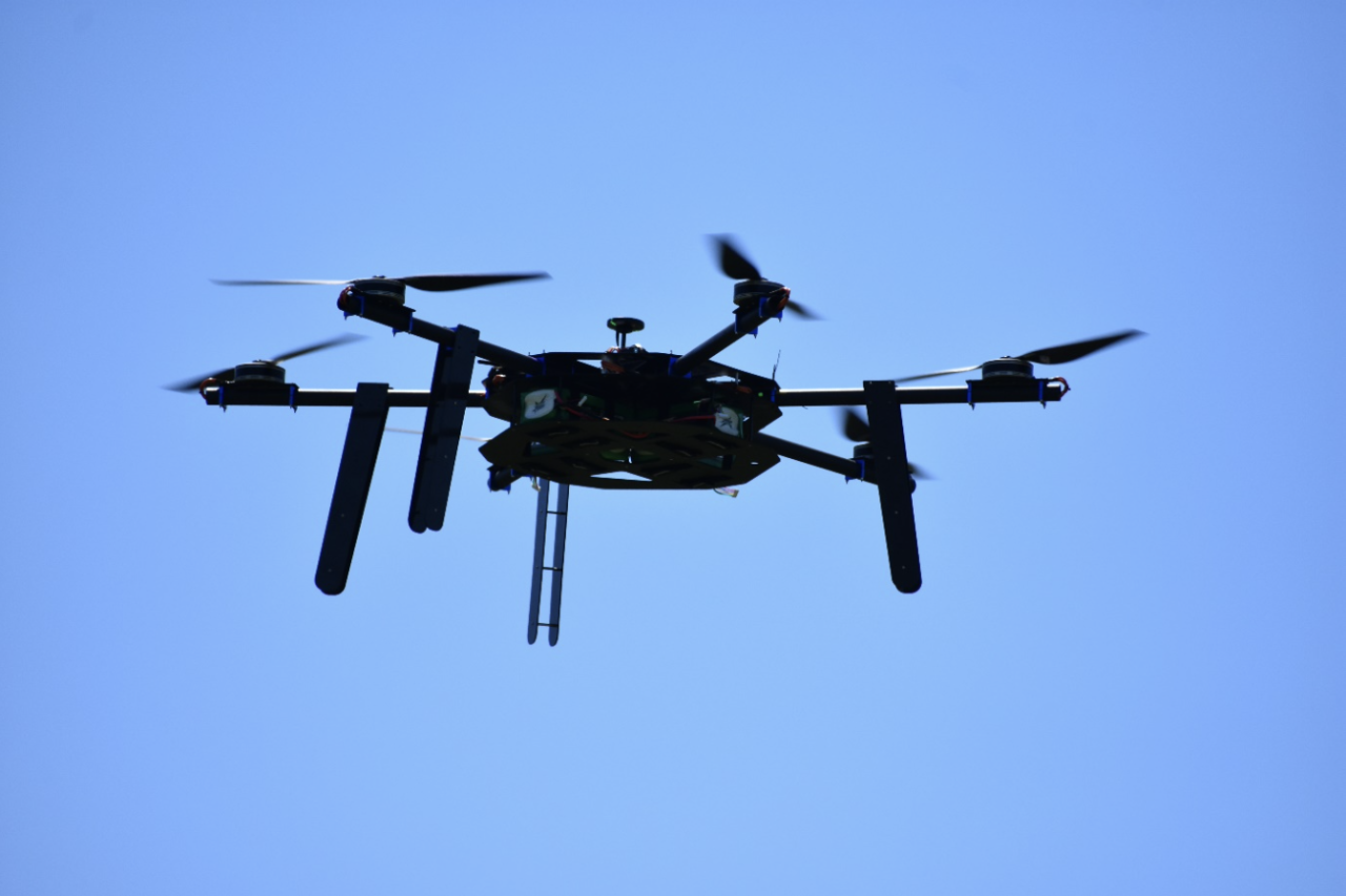 A drone in flight.