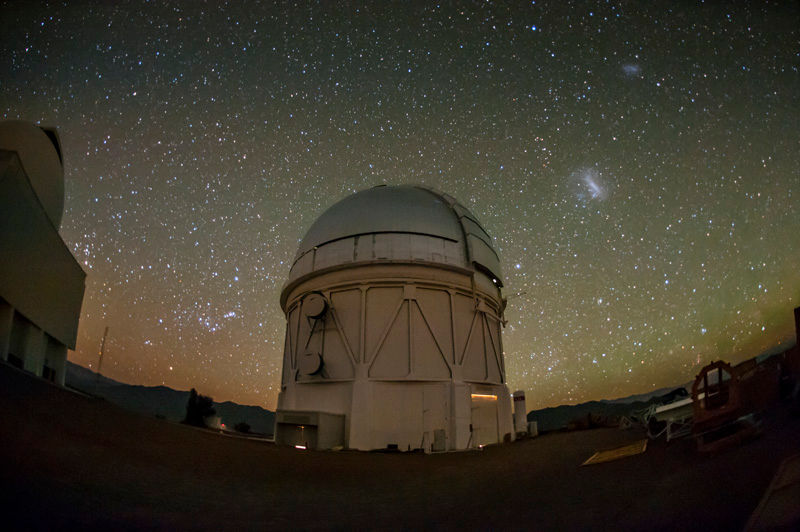 An observatory under a starry sky.
