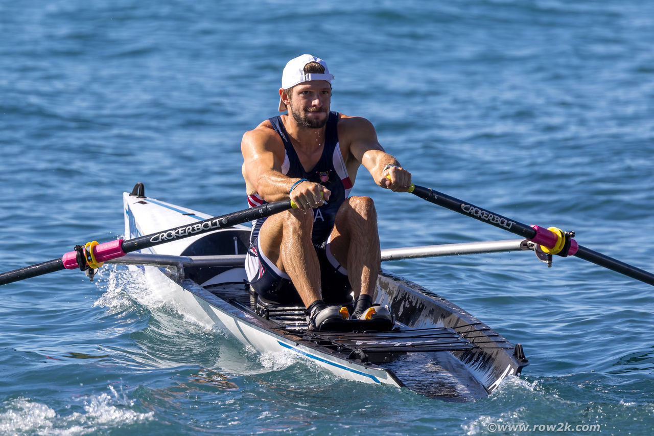Christopher Bak rowing for the 2025 Championships. 