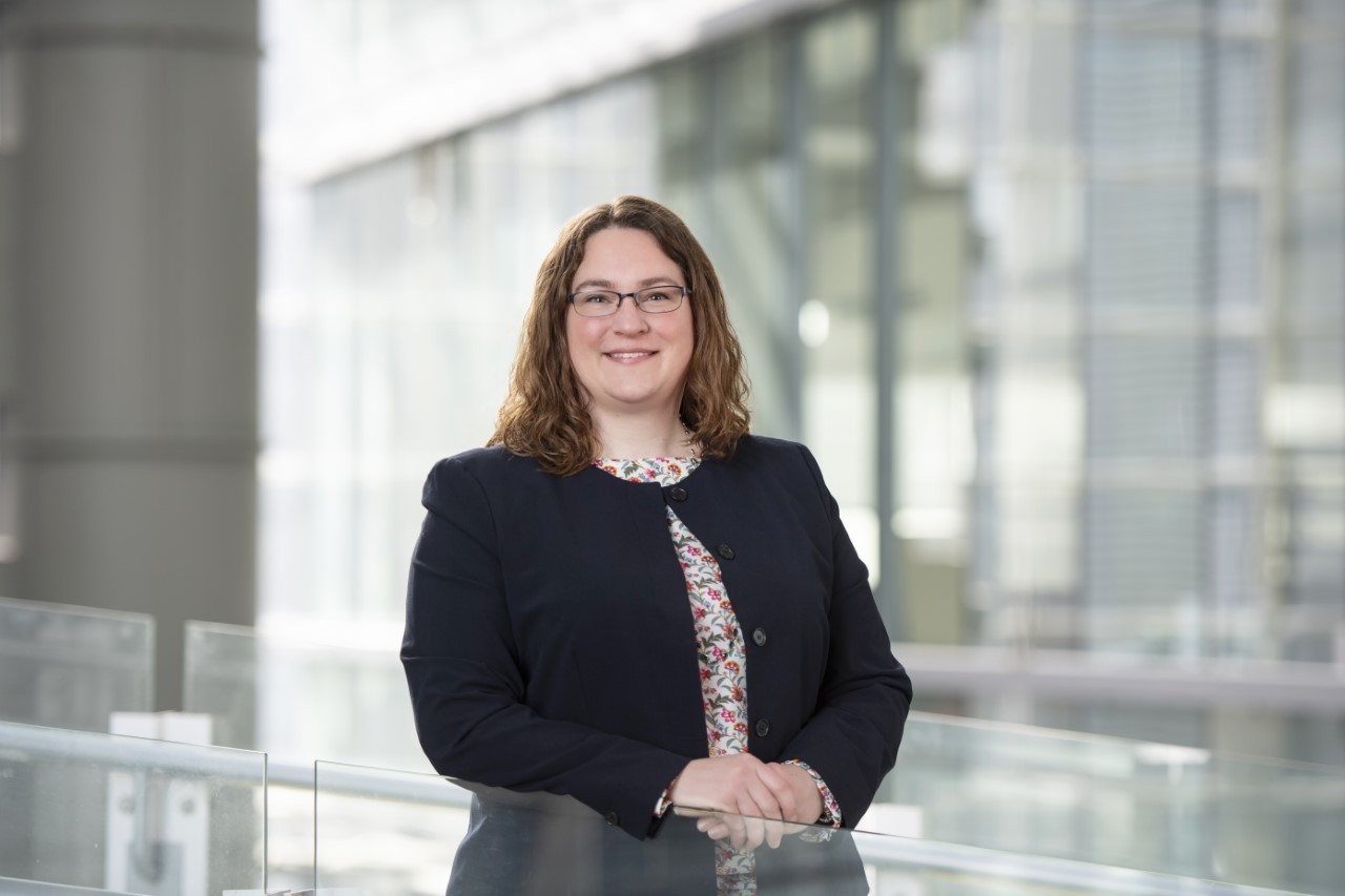 Katie Burns, PhD, in CARE/Crawley building on UC's medical campus