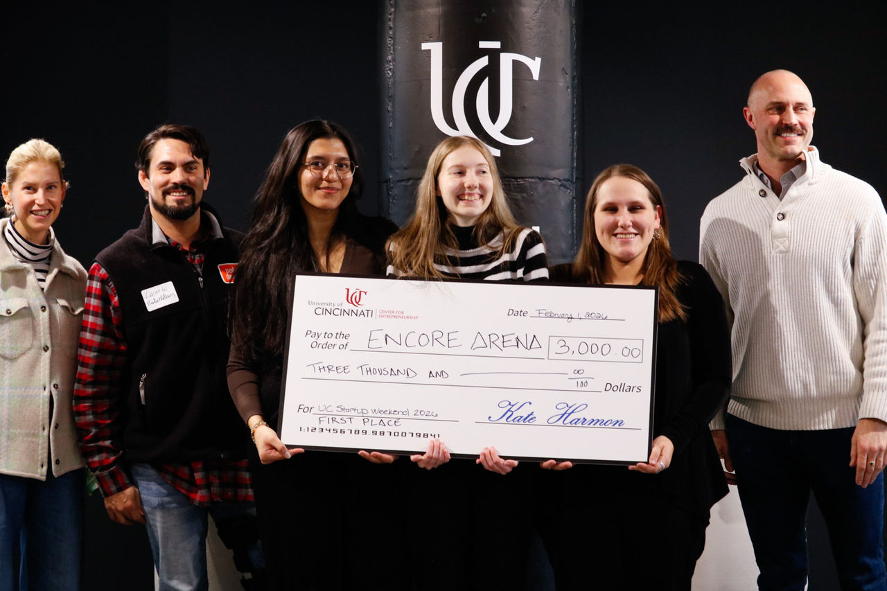 Encore Arena winning first place at UC Startup Weekend