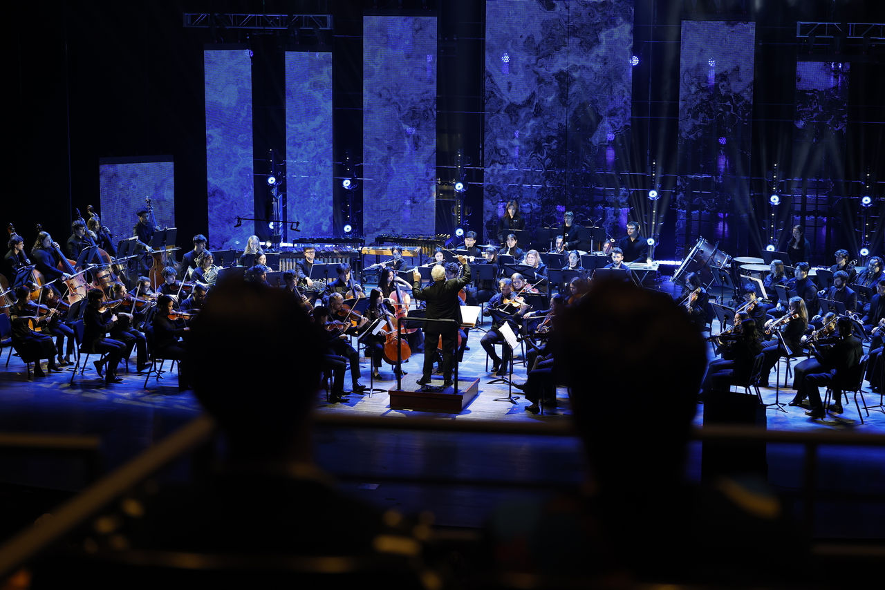 CCM Philharmonia performance. Musicians on stage