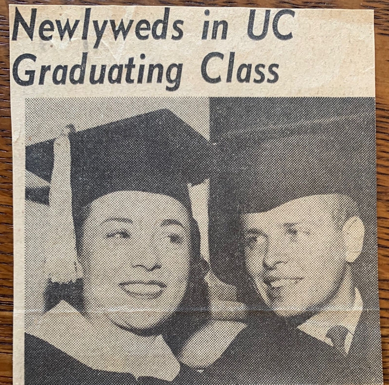 Jim and Babe featured in a newspaper from their graduation from UC