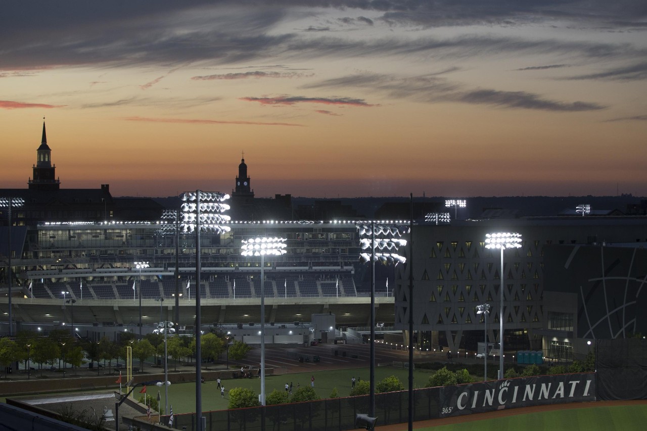 View of Nippert Stadium during sunset