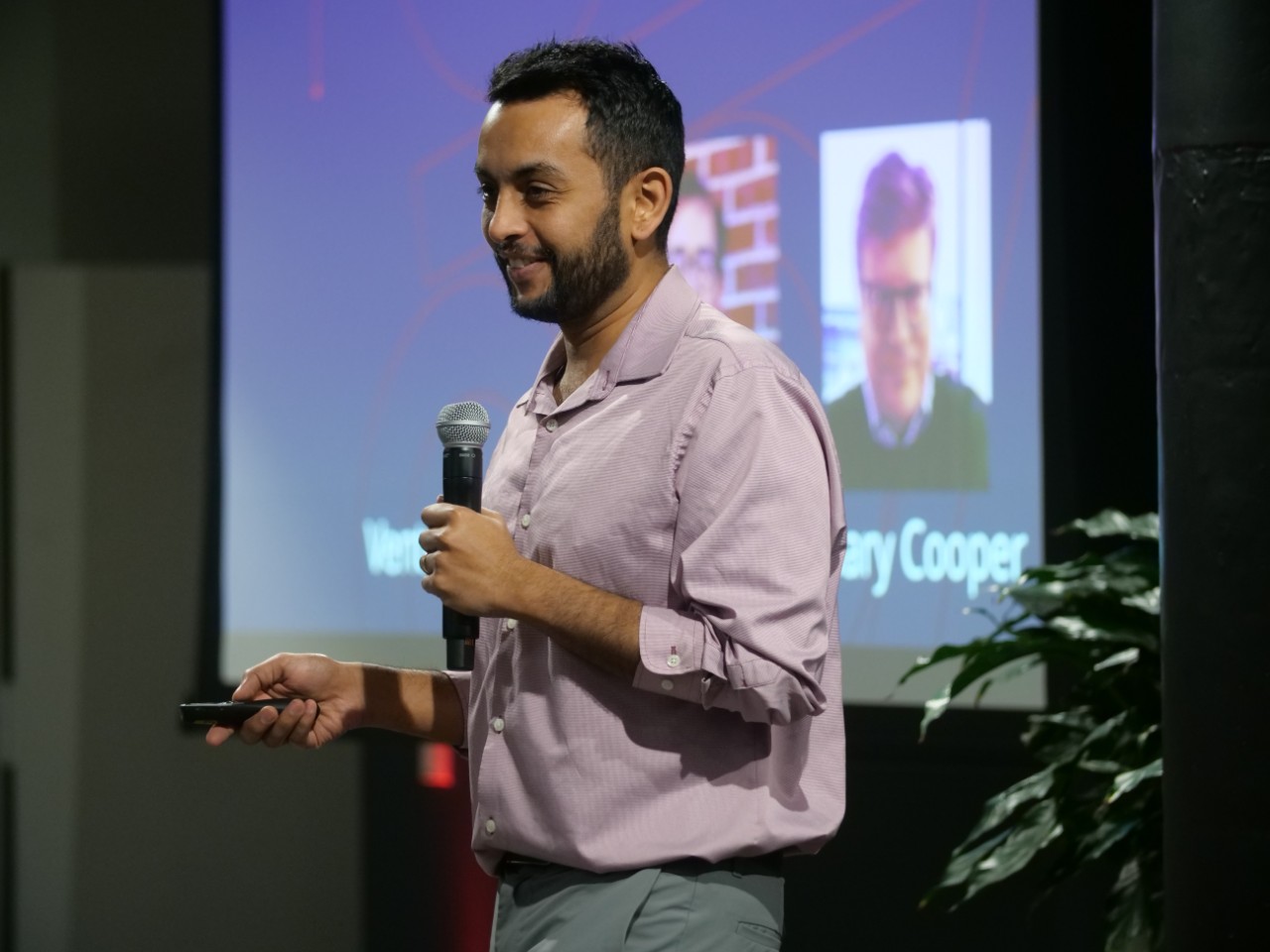 Qualz.ai founder Prajwal Paudyal presenting at Venture Lab Demo Day