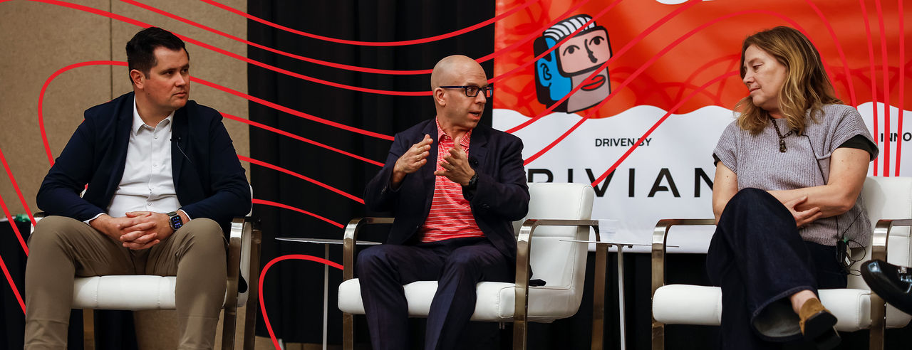 Panelists speaking during a University of Cincinnati discussion on workforce innovation at SXSW