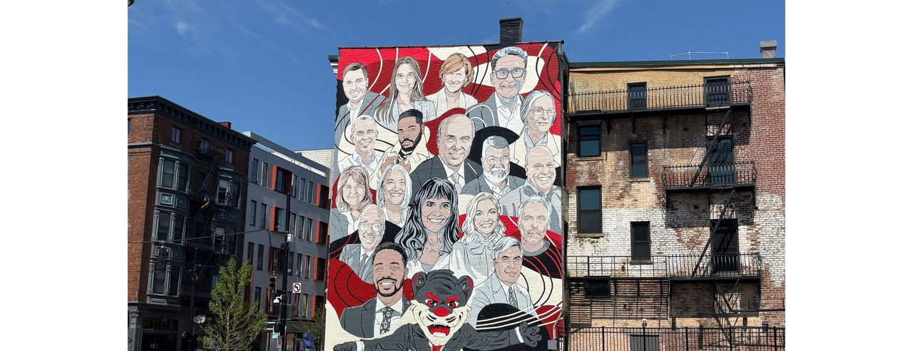 2026 UC Alumni Mural, showcasing 18 different UC alumni