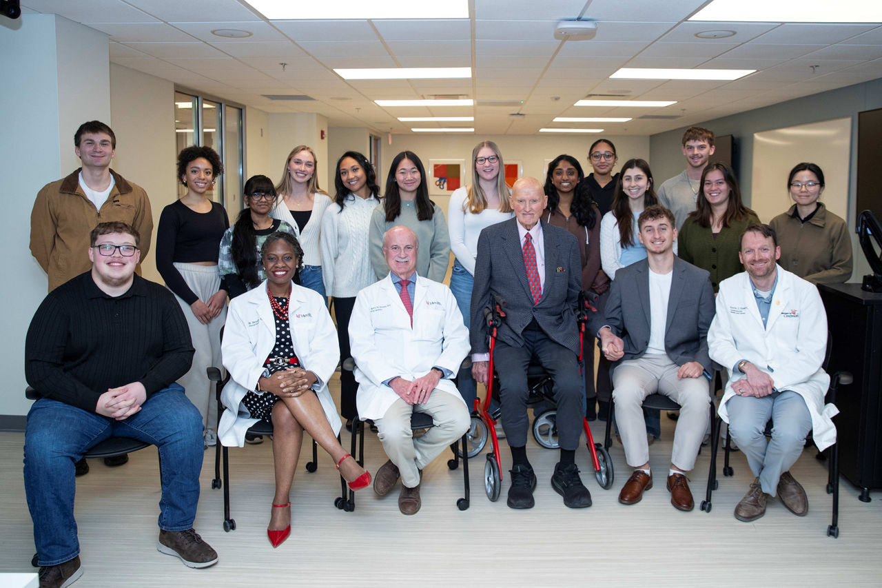 Group photo of the first class of the Harvey D. and Janet G. Cohen Leadership in Clinical Medicine Program with John Tew Jr., MD. 