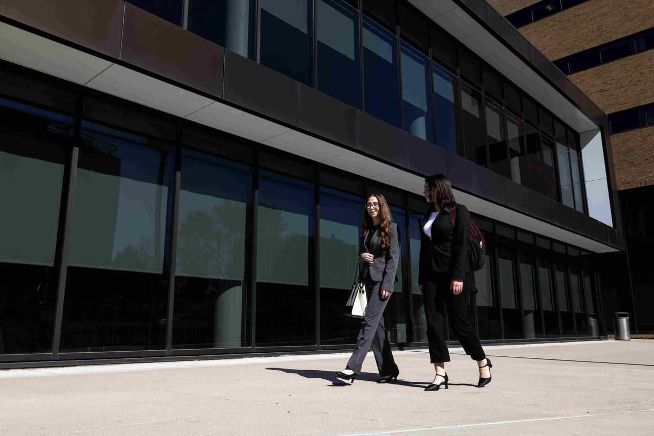 UC students at the College of Law, passing a statue of alumnus William Howard Taft, former U.S. President and Supreme Court Chief Justice.  