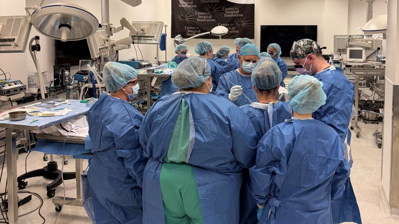 adult gerontology acute care students at cadaver lab