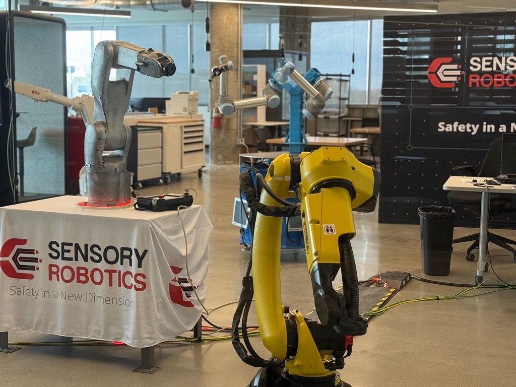 Photo of robots being tested inside the Sensory Robotics suite.