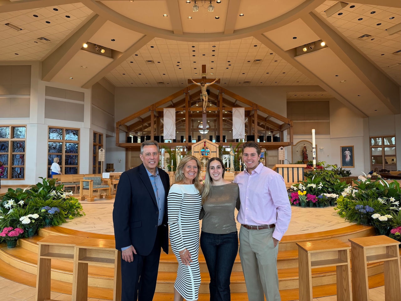 Eddie Gerstner with his family inside a church