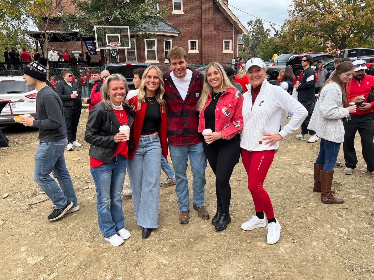 Eddie Gerstner and others at his fraternity's 2025 homecoming tailgate 