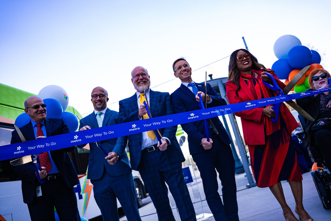 bus stop ribbon cutting