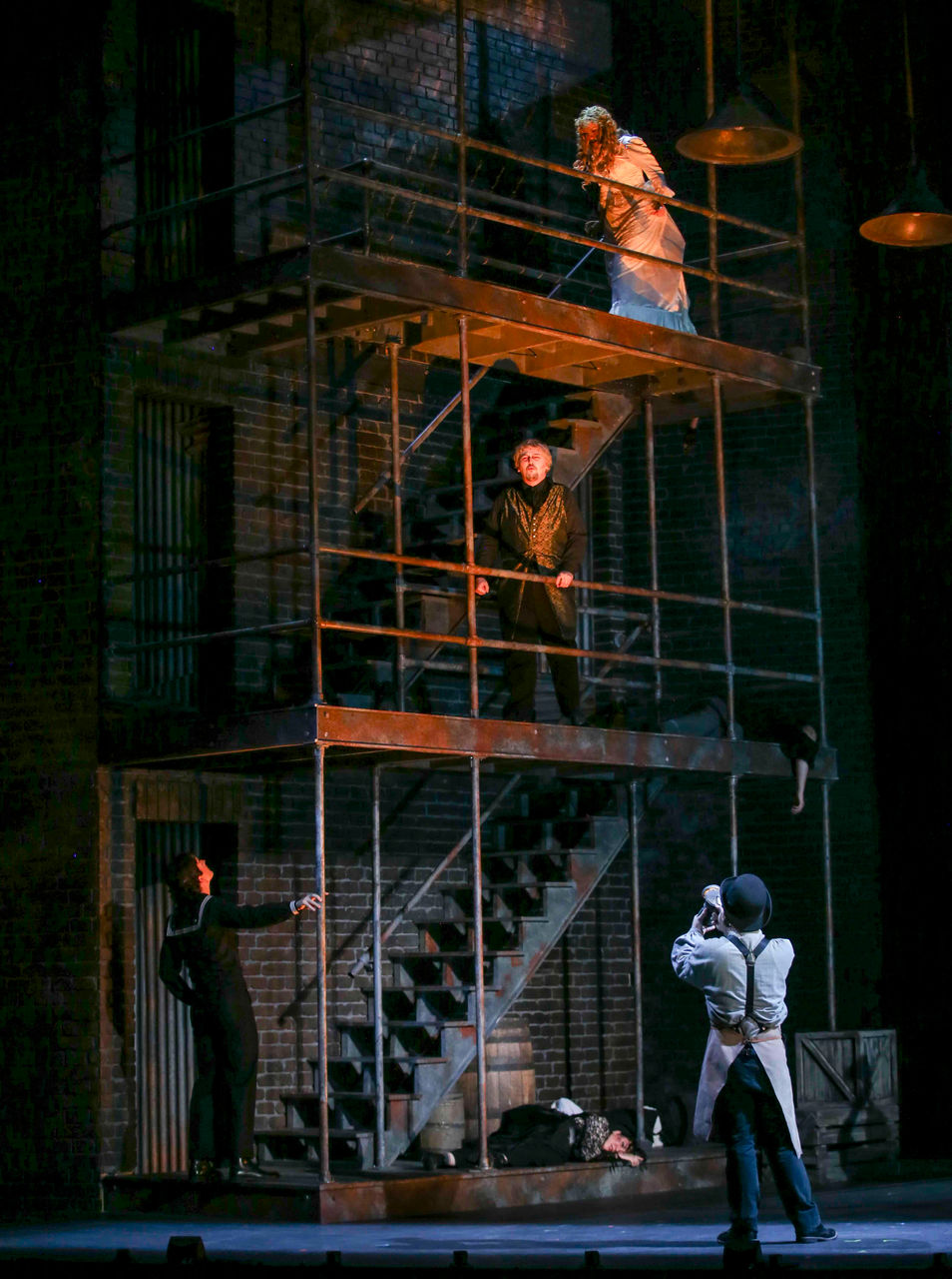 Three floors of platforms on the set of "Sweeney Todd"