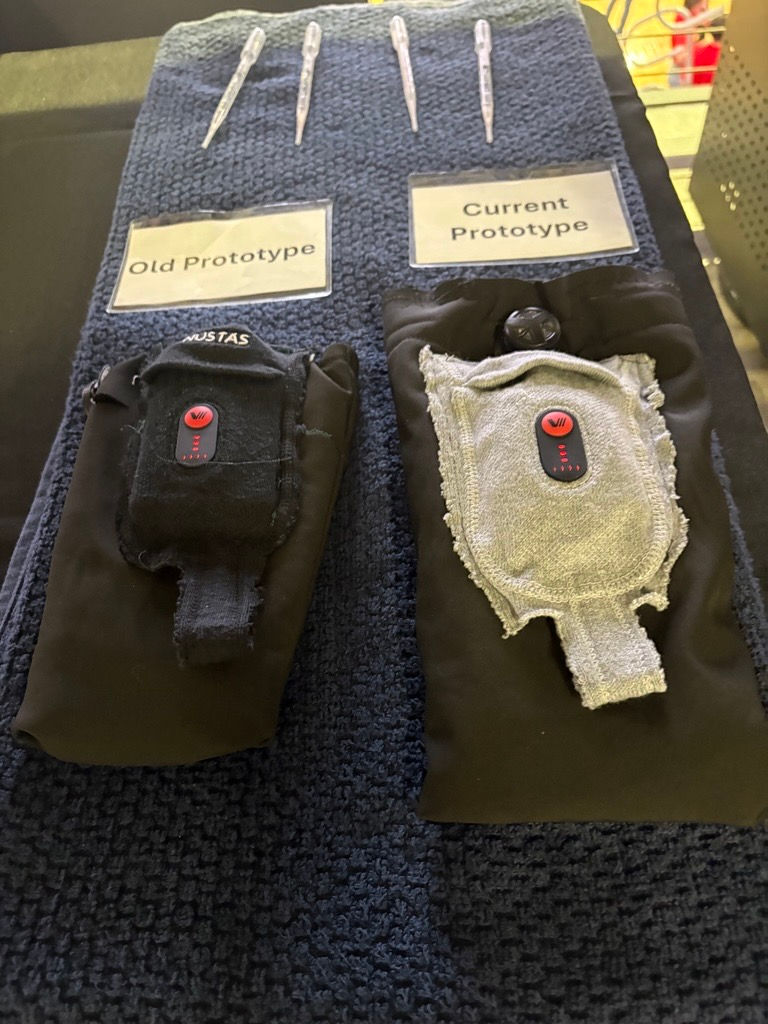 The limb warmer's previous and current prototype