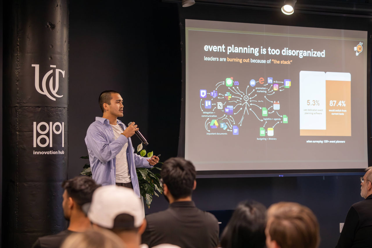 Sese presenting at Demo Day