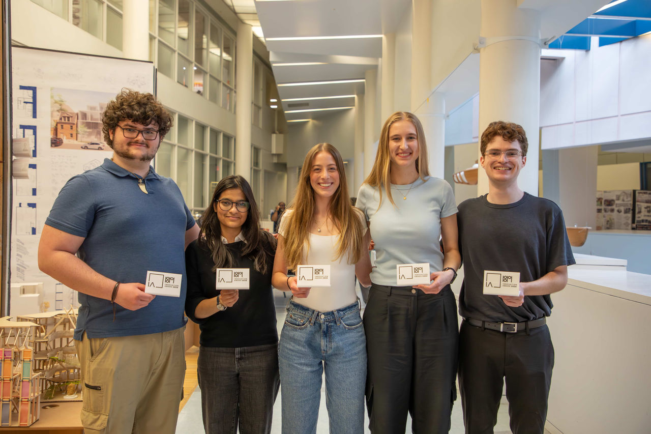 The five winners of the 2026 1819 Innovation Awards at DAAPworks. Photo/Mary Dwyer