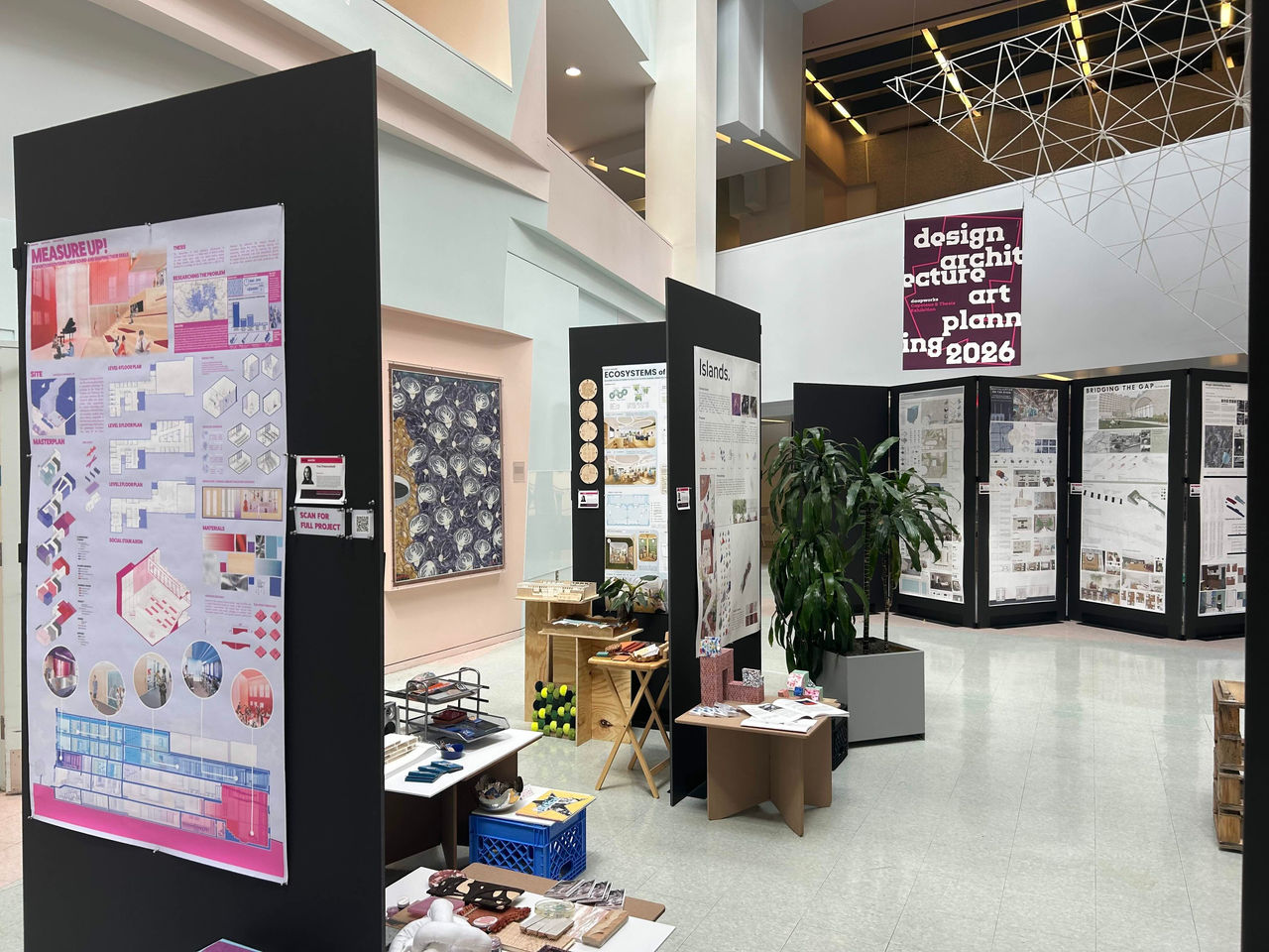 UC's DAAP building with project displays up for DAAPworks.
