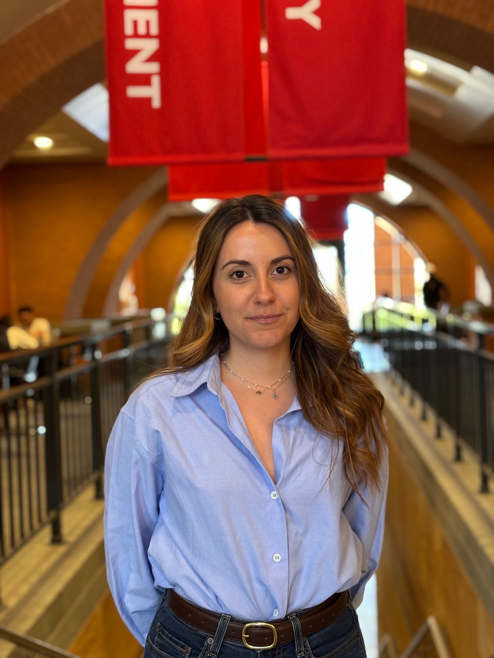 Evangelia Anna Passa in UC's Mantei Center lobby 