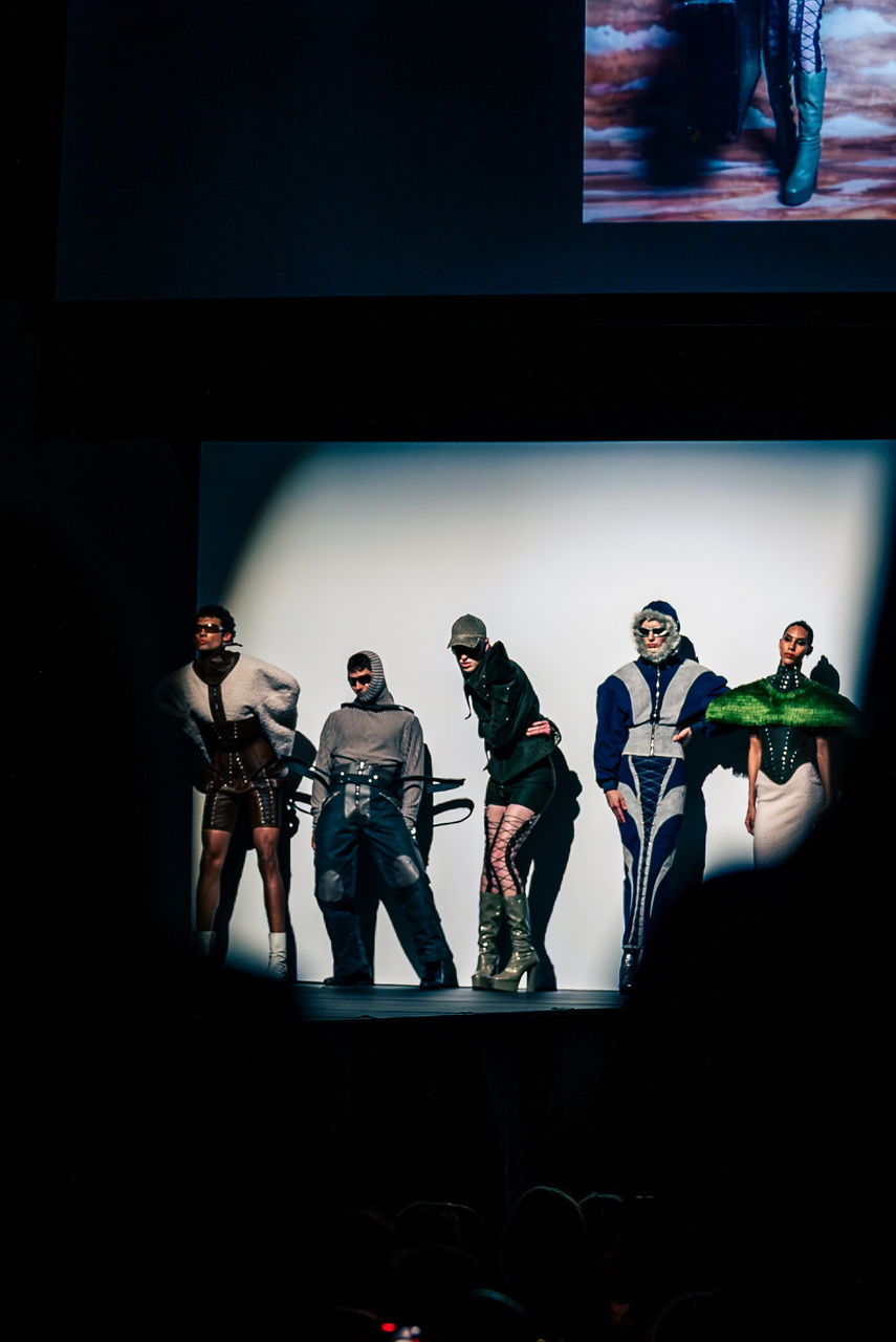 A student collection on the runway at the DAAP fashion show.
