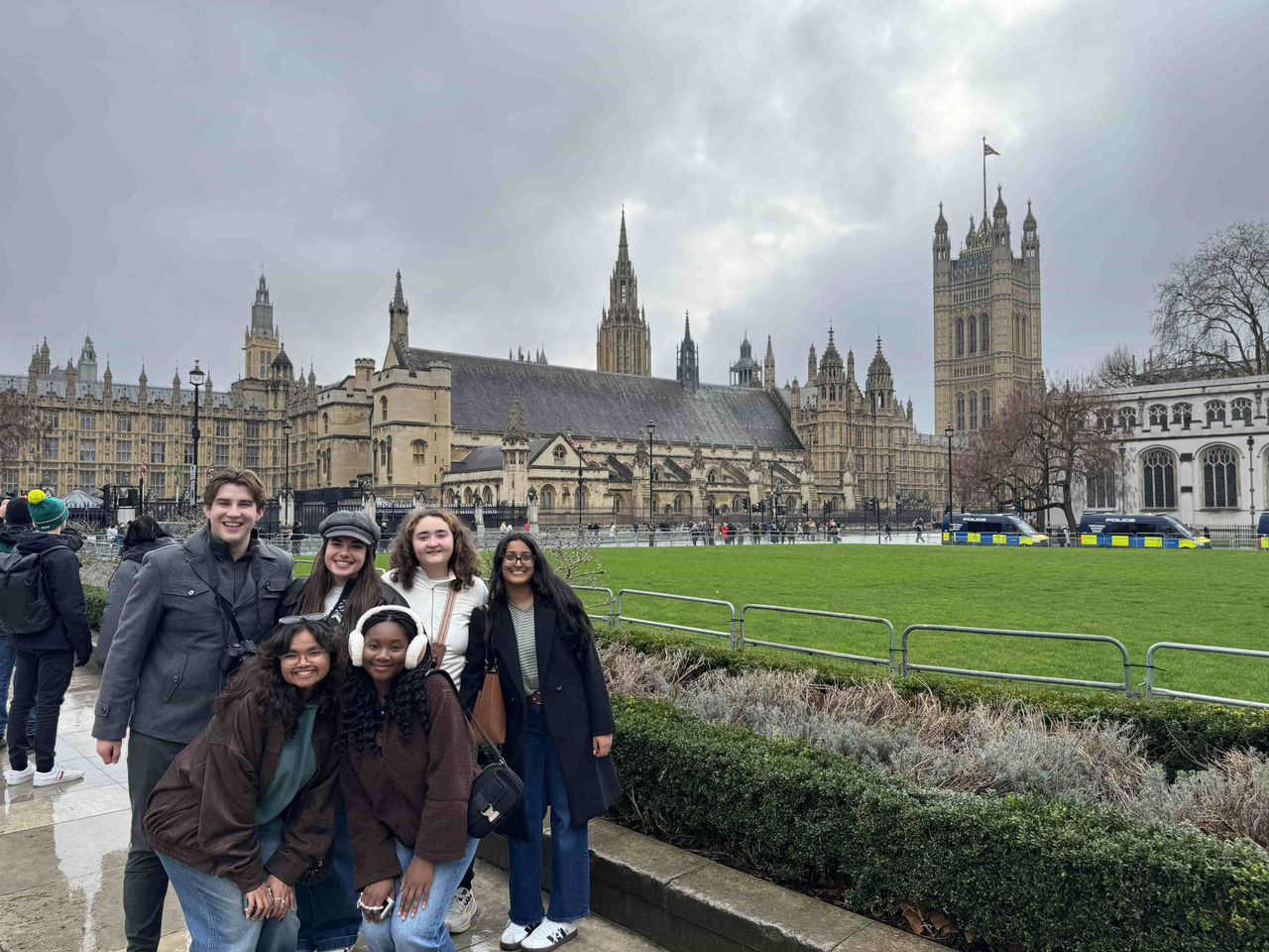NIS students in front of the Palace of Westminster. Photo/Charlie Harker