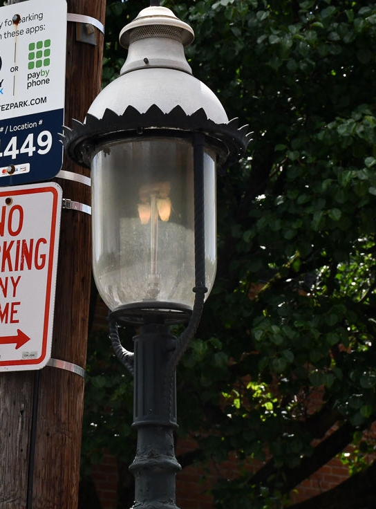 A closeup of a gaslight.