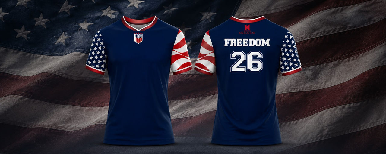 USA-themed jersey with patriotic background