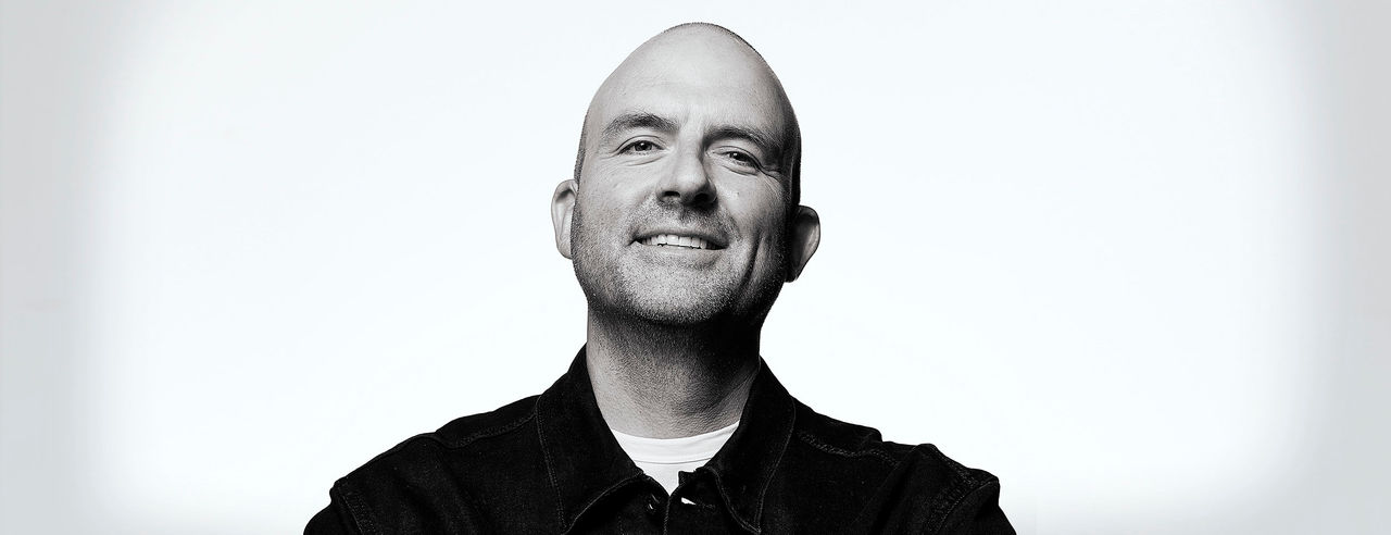 A black and white portrait of new CCM faculty member Ben Nicholson. Photo/Jon Willis