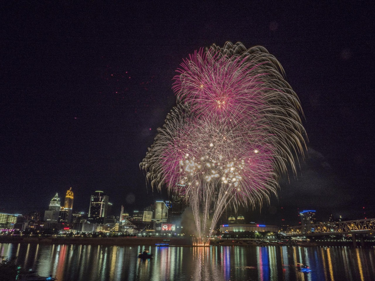 Fireworks over the Ohio River.