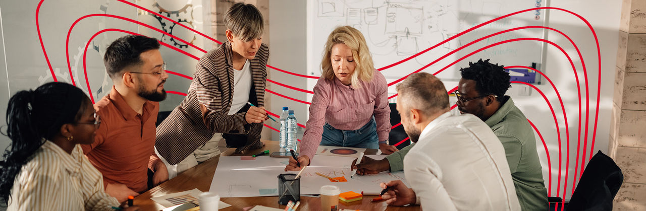 Group of professionals working together
