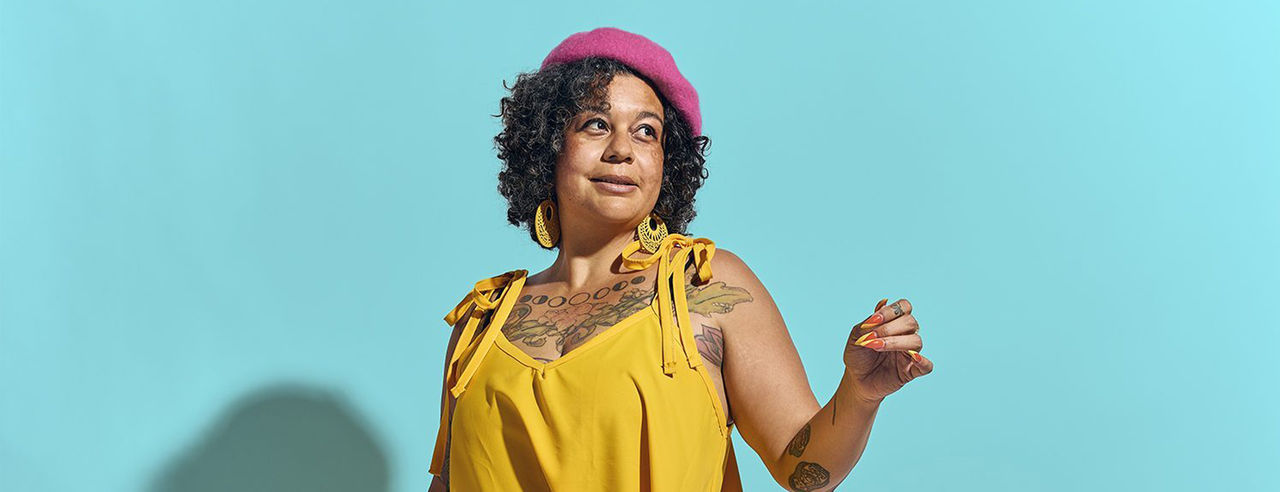 A portrait of CCM Costume Shop Manager Celeste Jackson-Moody, as featured by Cincinnati Magazine. Photo/Devyn Glista