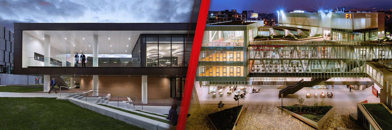 University of Cincinnati Donald P. Klekamp College of Law (left) and University of Lima (Peru) (right)